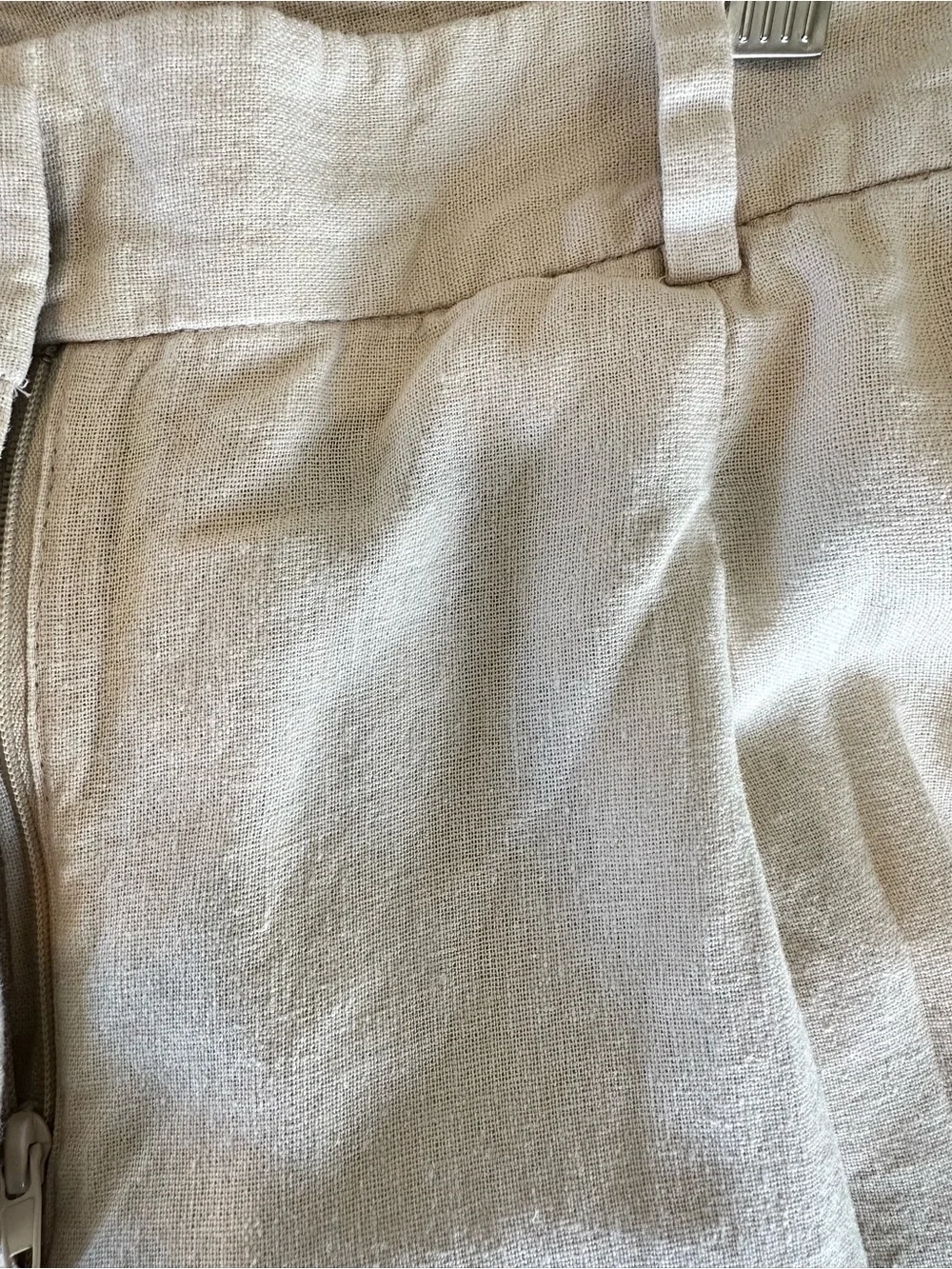 Zara High Rise Linen Blend Pleated Trousers Cream Beige Size M